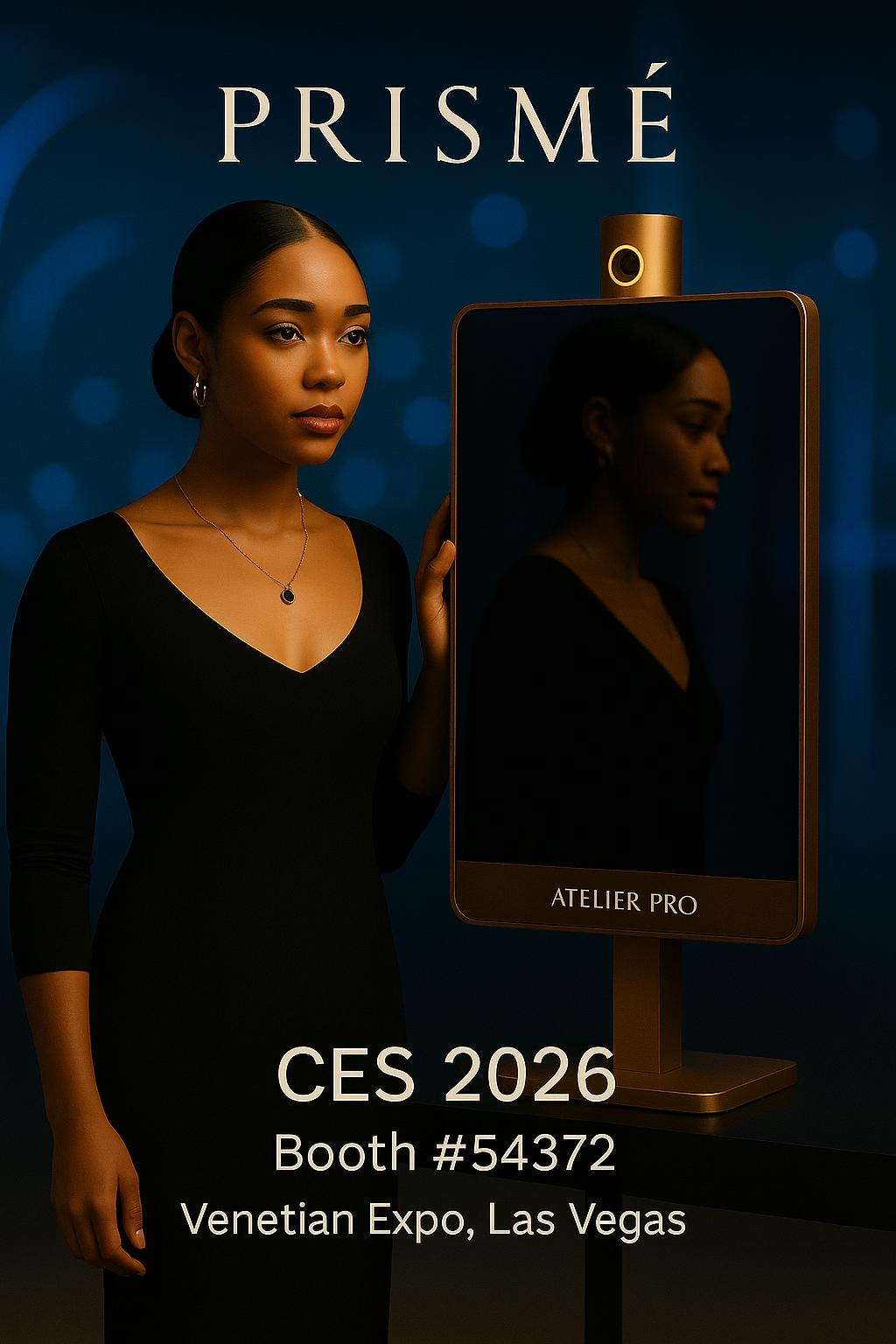 PRISMÉ smart mirror reflection showcasing natural beauty and confidence
