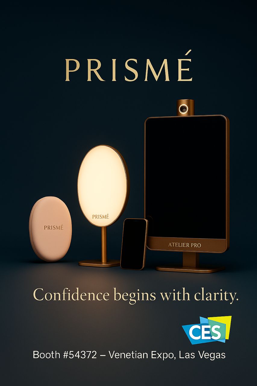 PRISMÉ smart mirror reflection showcasing natural beauty and confidence